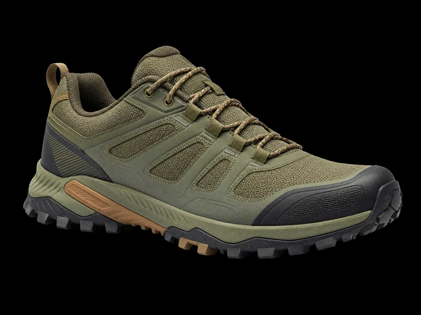 Green rugged trail running shoe